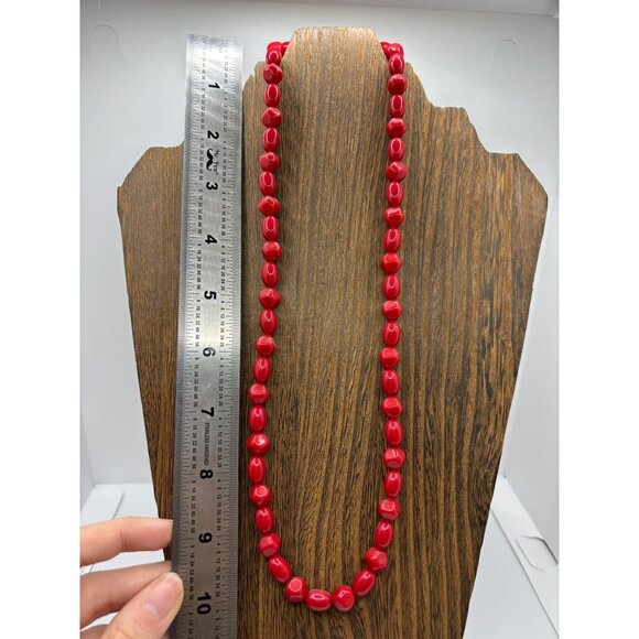 Vintage Trifari Red Beaded Necklace 24" Classic 1980s - Picture 6 of 7